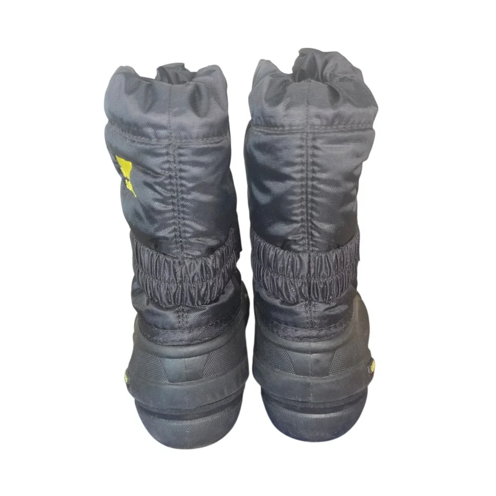 Sorel Youth Flurry NV1885-012 Kids 6 Black Yellow Waterproof Winter Snow Boots
